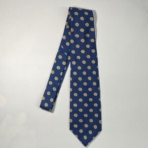 Oscar de la Renta Blue Tie with Yellow Floral Pattern